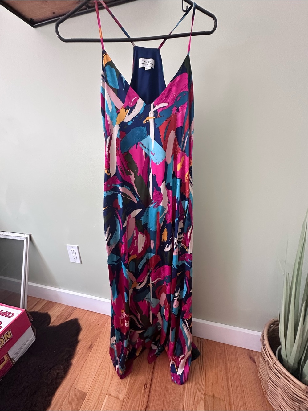 Tahari Multi-Color Abstract Slip Maxi Dress